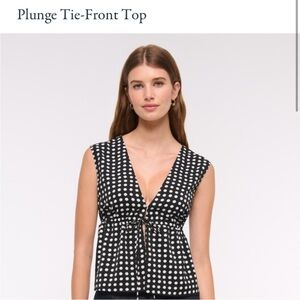 Abercrombie & Fitch Tie Front Peplum Top Black and White Polka Dot